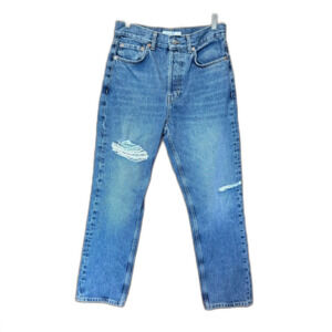 Topshop Ripped Dad Jeans Size 28 Medium Wash High Rise